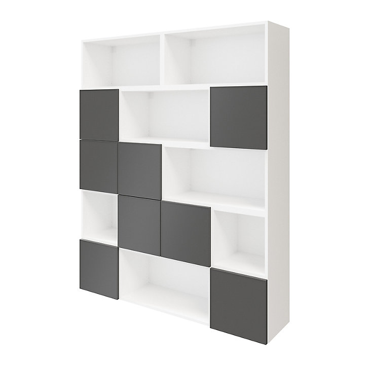 Étagère semi ouverte blanche et anthracite mate GoodHome Atomia H. 187,5 x L. 150 x P. 37 cm