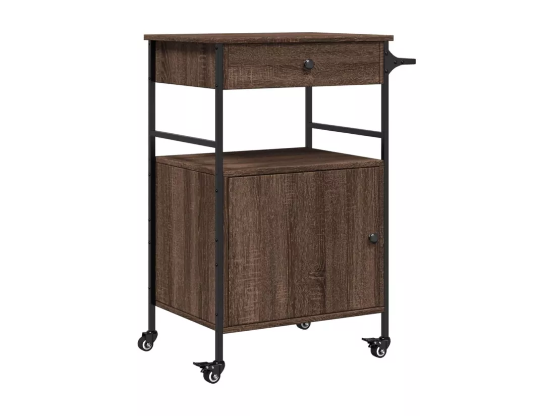Chariot de cuisine chêne marron 56x43x89,5 cm bois d'ingénierie