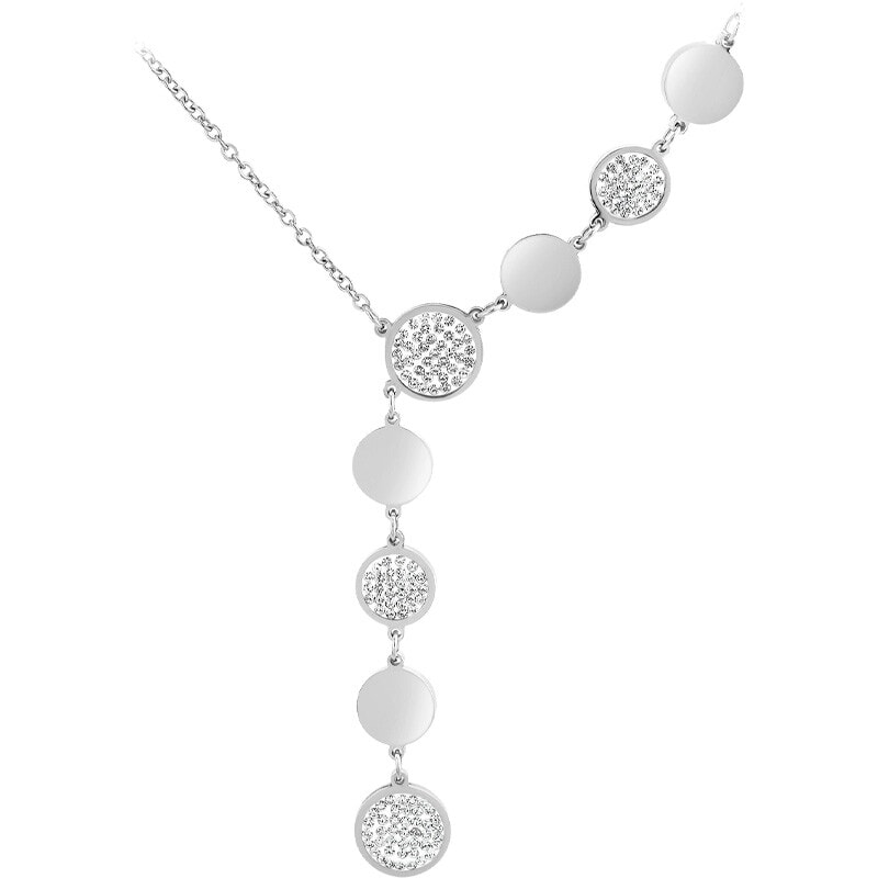 Collier chaîne - Acier inoxydable argenté & cristaux