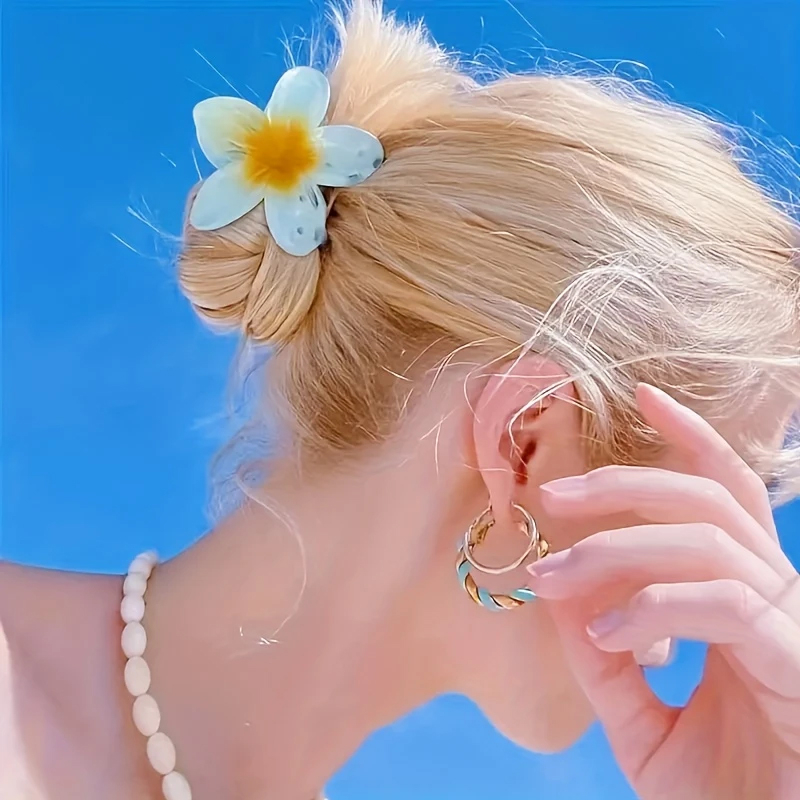 (3er Set) 8cm Haarspange Klammer Krallen Clip Haar Accessoire Blume - Bunt