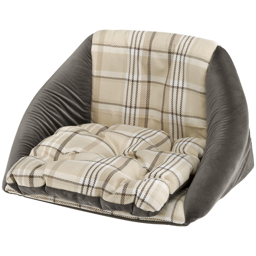 Ferplast, maisonnette pour chats d'intérieur edinburgh, couchage avec coussin, lit pour chats, écossais, velours doux, lavable,