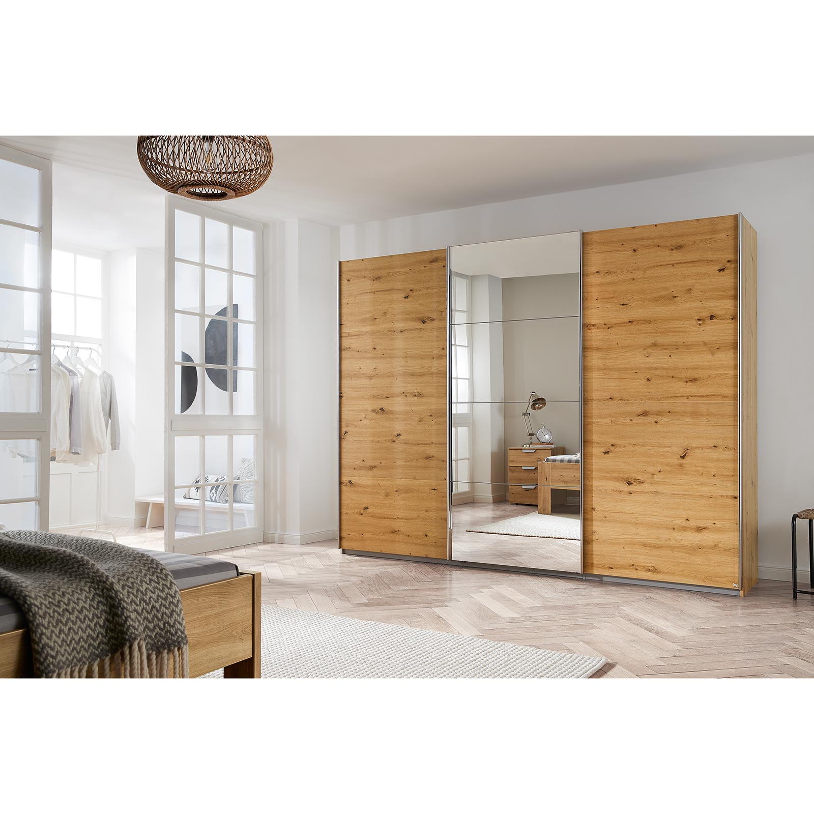 Schwebetürenschrank - Eiche Artisan - 271 cm