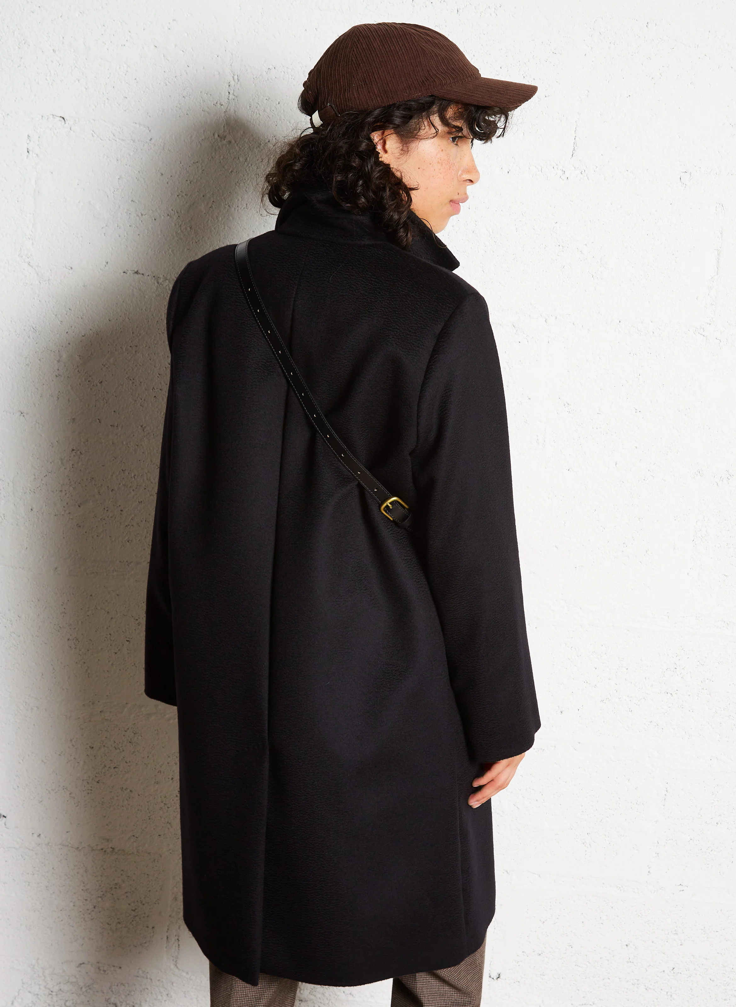 ZUM - Manteau droit col tailleur en laine | Noir