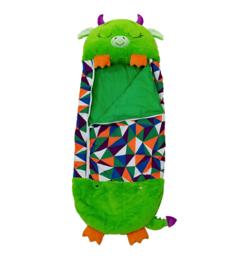 (170x70cm) 2in1 Kinder Camping Schlafsack Kuscheltier Decke mit Plüschtier Kissen - Drache