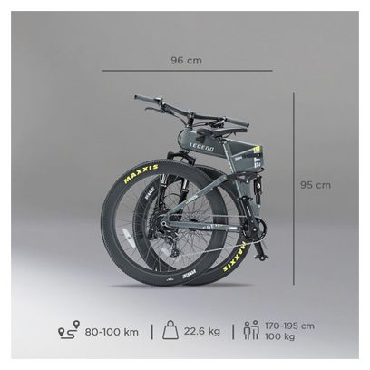 VTT Electrique Pliant Tout-Suspendu Legend Etna - 27.5  14Ah (504Wh) 11v Gris Titanium