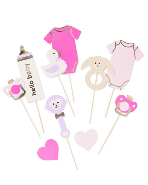 accessoires de fête bébé rose 8 pièces