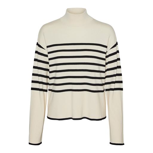 Vero Moda New Happiness Striktrøje, Birch/Black, M