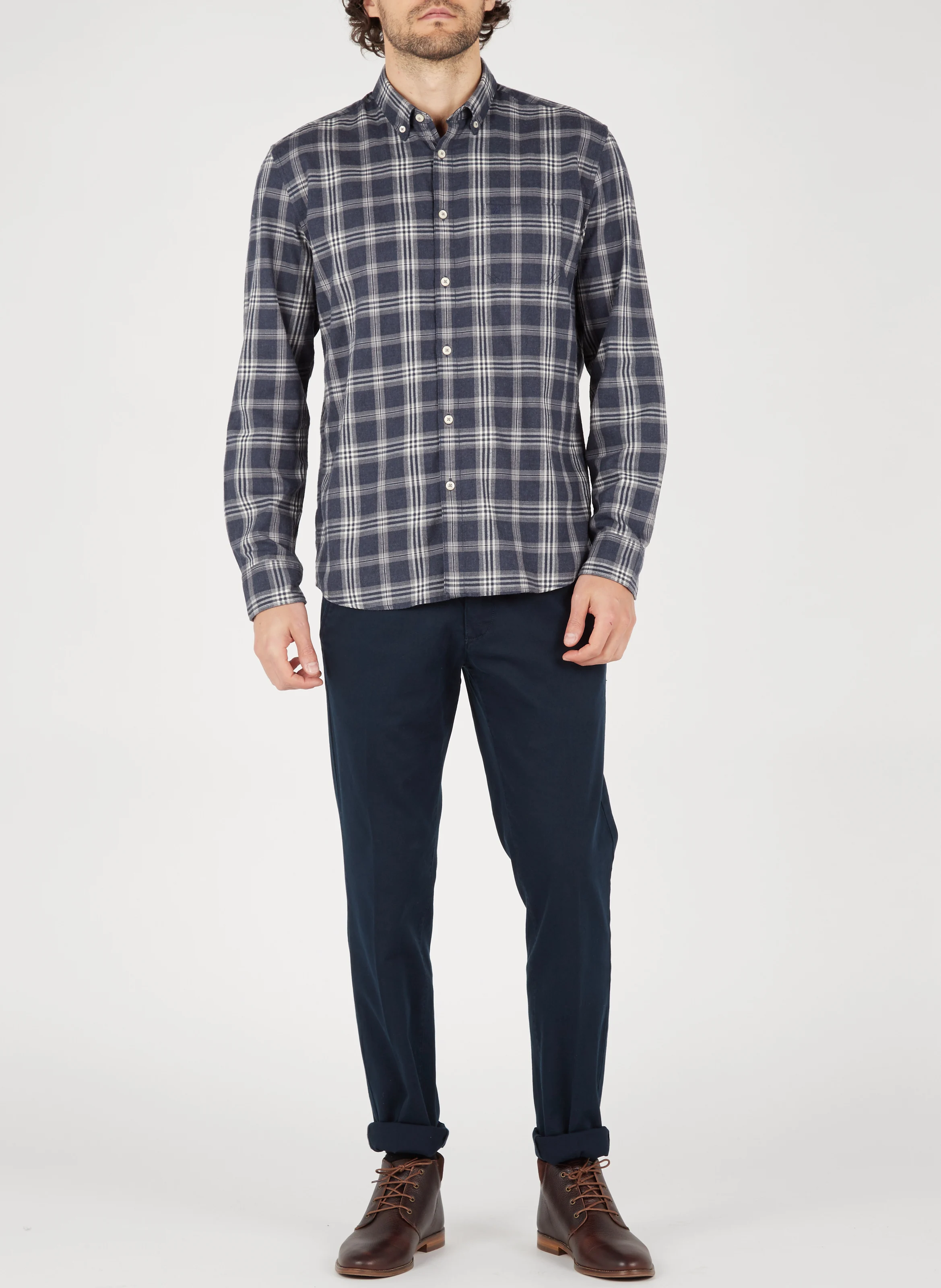 Chino slim-fit en coton mélangé | Bleu