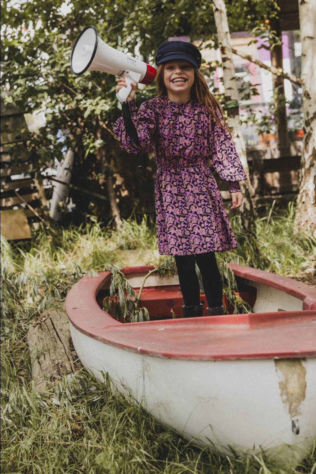 LOOXS jurk met all over print paars