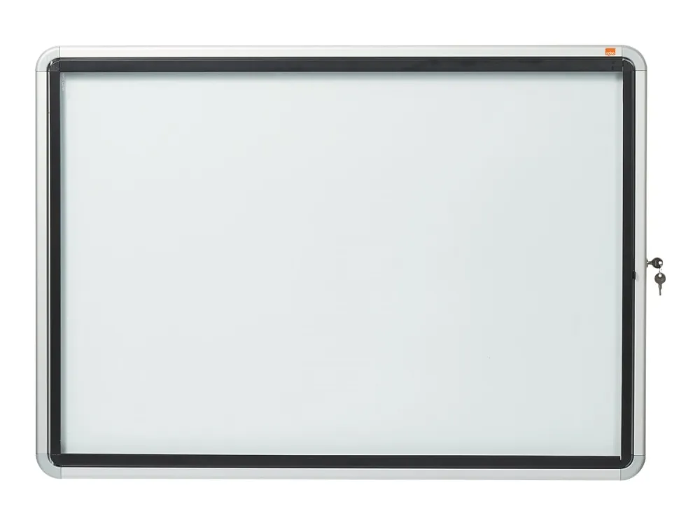 Nobo Premium Plus udendørs magnetisk låsbart opslagsskab med hængslet låge 8xA4 Hvid