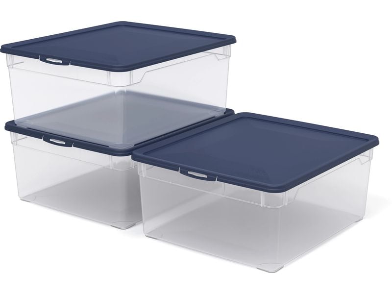 Rotho Aufbewahrungsbox CLEAR Blau, 3 tlg. Box-Set