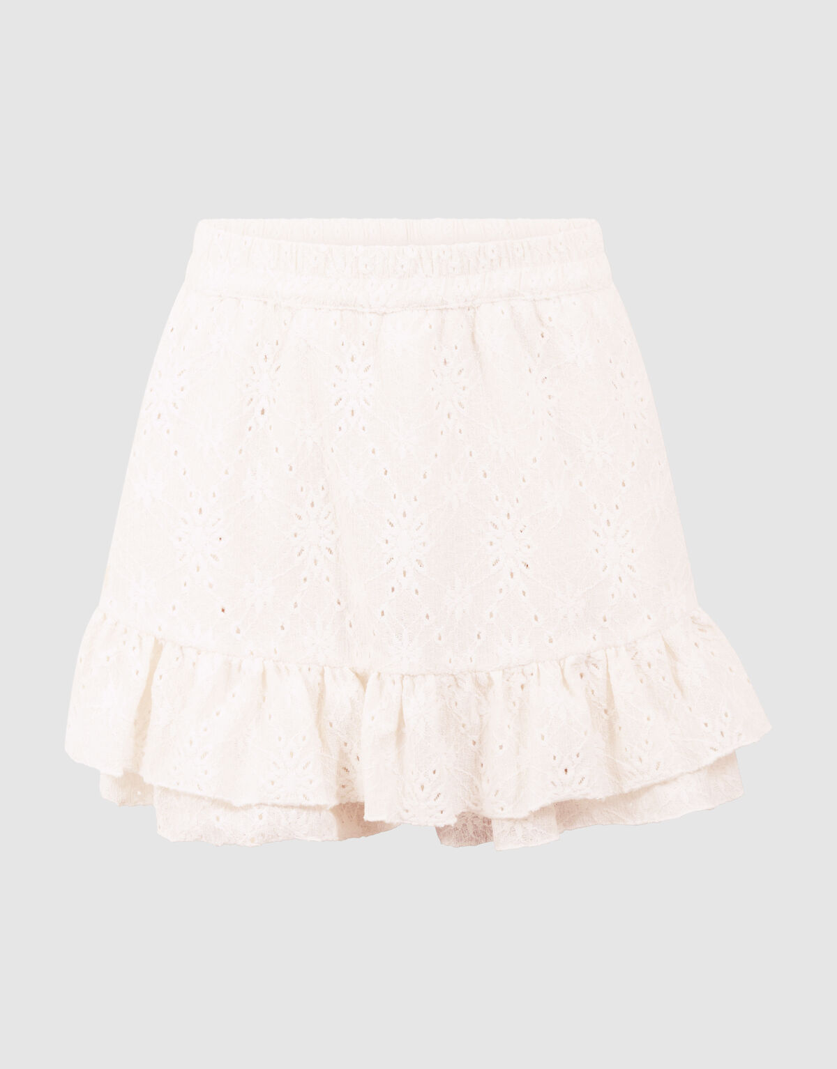 Embroidery Ruffle Skort Wit
