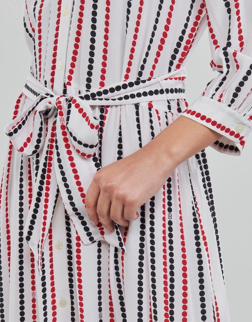 Tommy Hilfiger - VISCOSE MIDI SHIRT DRESS 3/4 SLV - Blanc / Bleu / Rouge