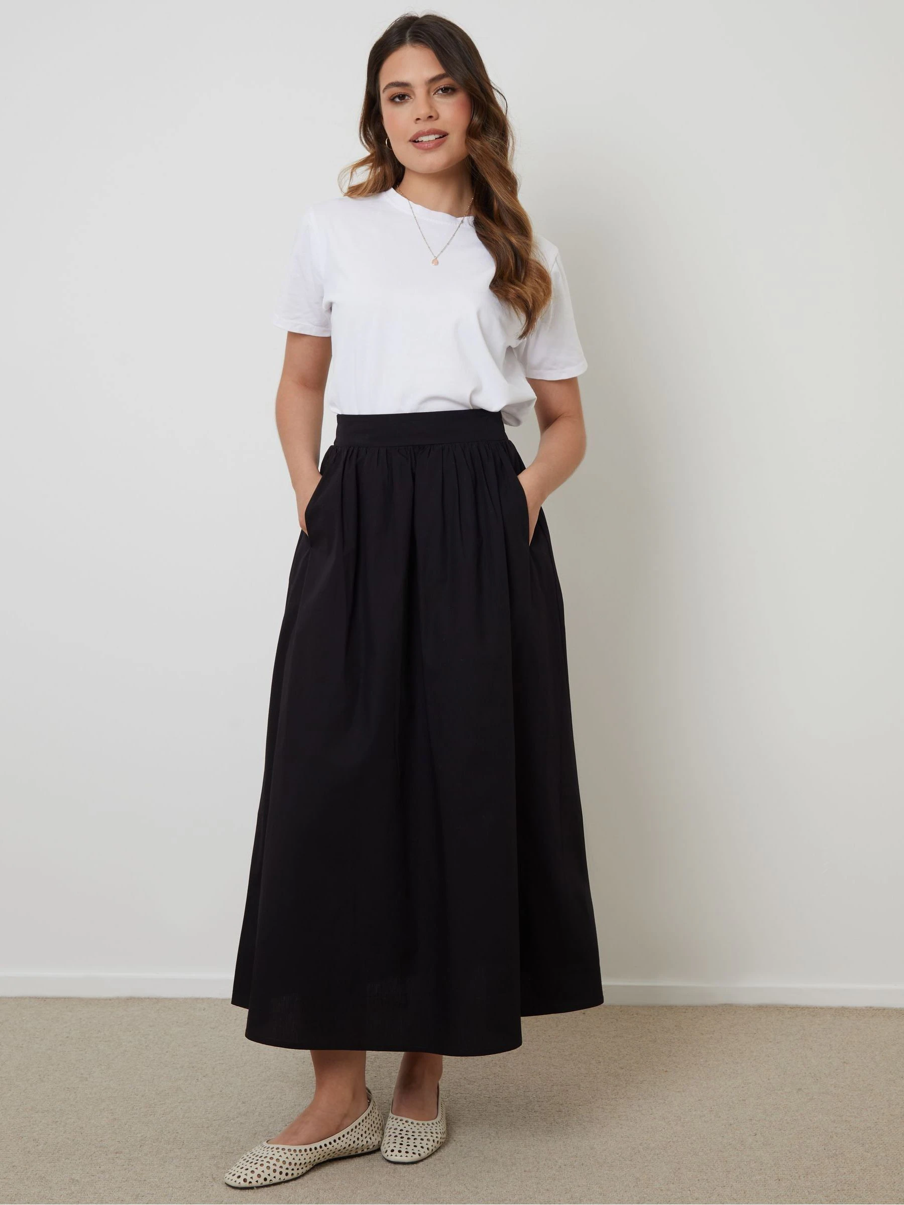 Zwart - Threadbare Midi rok met zakken