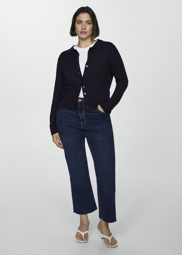 MANGO Polo-neck cardigan Navy
