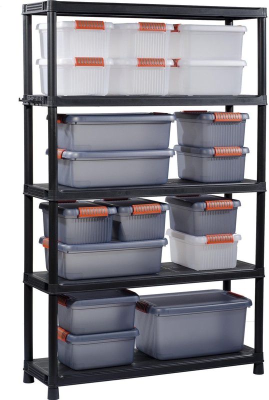 Keter - Plus Shelf 120/5 - Opbergrek - Zwart - Kunststof - 120x40x187cm
