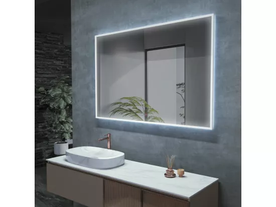 Miroir Salle de Bains Lumineux BOSTON Anti-Buée et Éclairage Périmétral Triled Tactile On/Off 80x80cm LEDIMEX by SANIZÉO