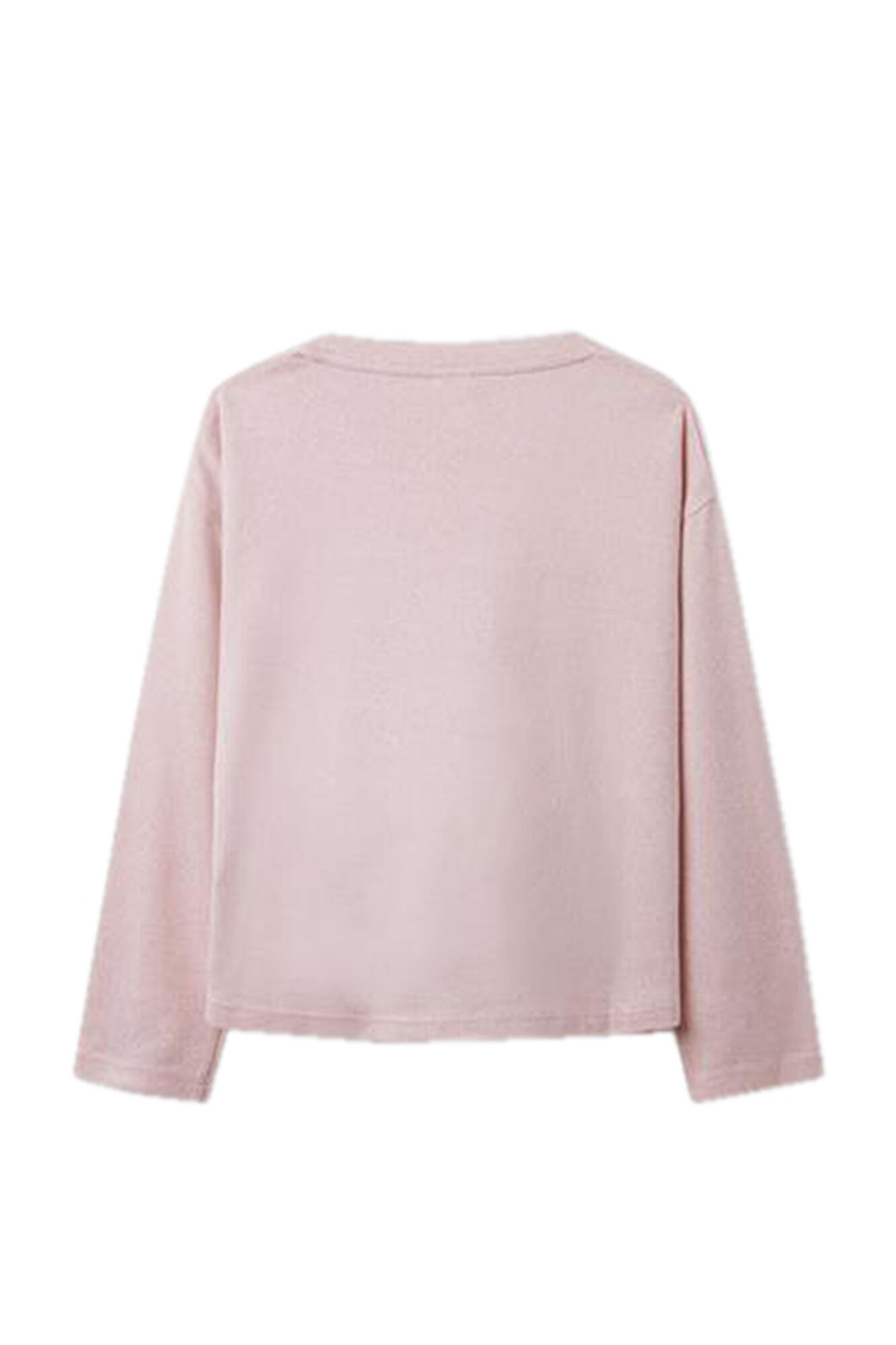 Camiseta de manga comprida feminina com pérolas.
