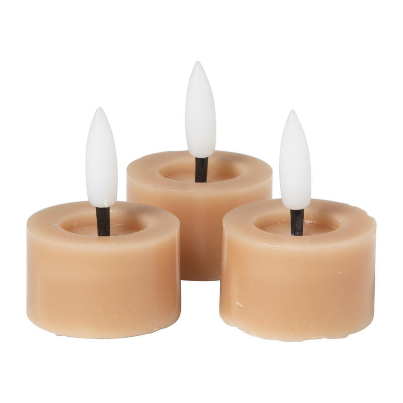 LED waxinelichten - taupe - set van 3