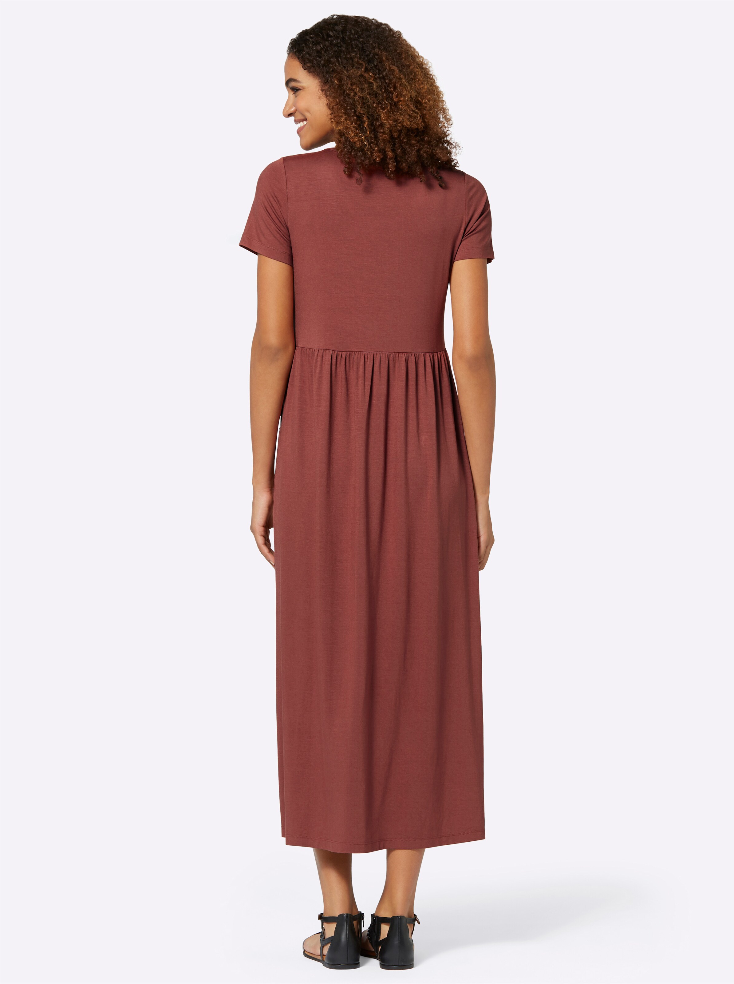 Jerseykleid in rotbraun