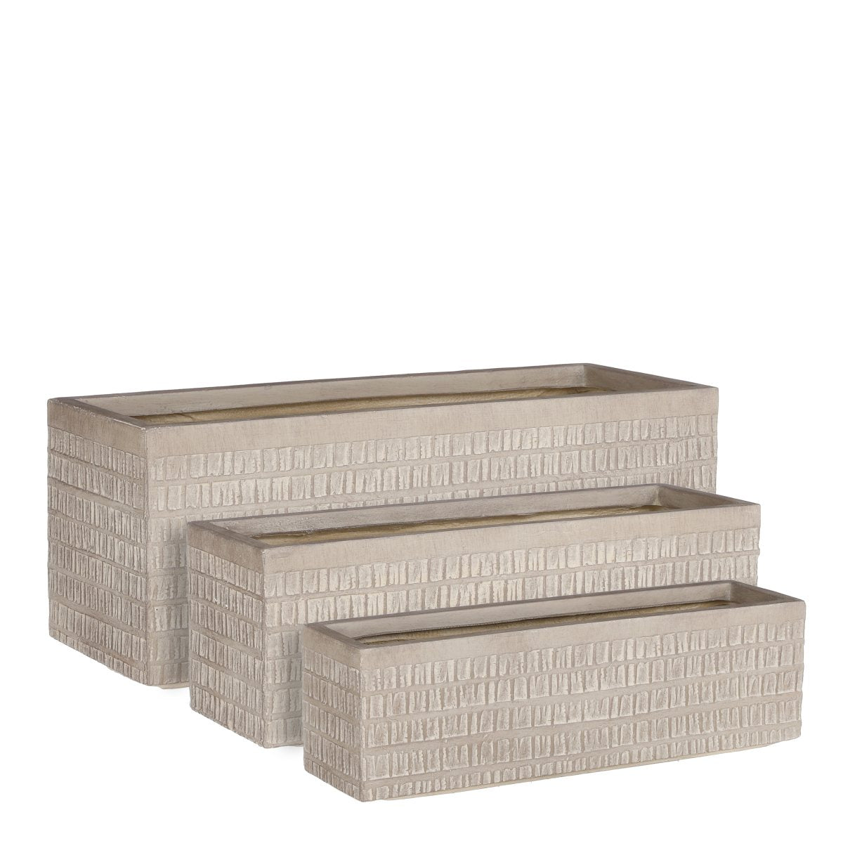 Mica decorations jardinière tallinn - 75x27x28 cm - magnésium - taupe - set de 3