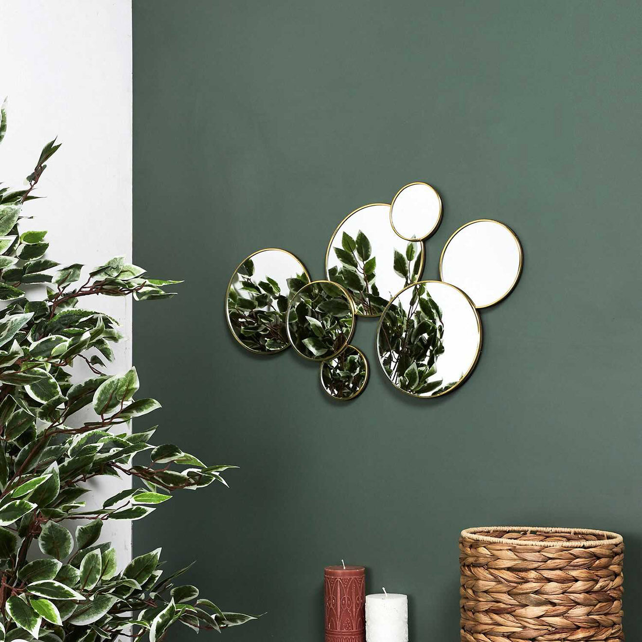 Home Deco Factory Miroir rond doré - 57x35 cm