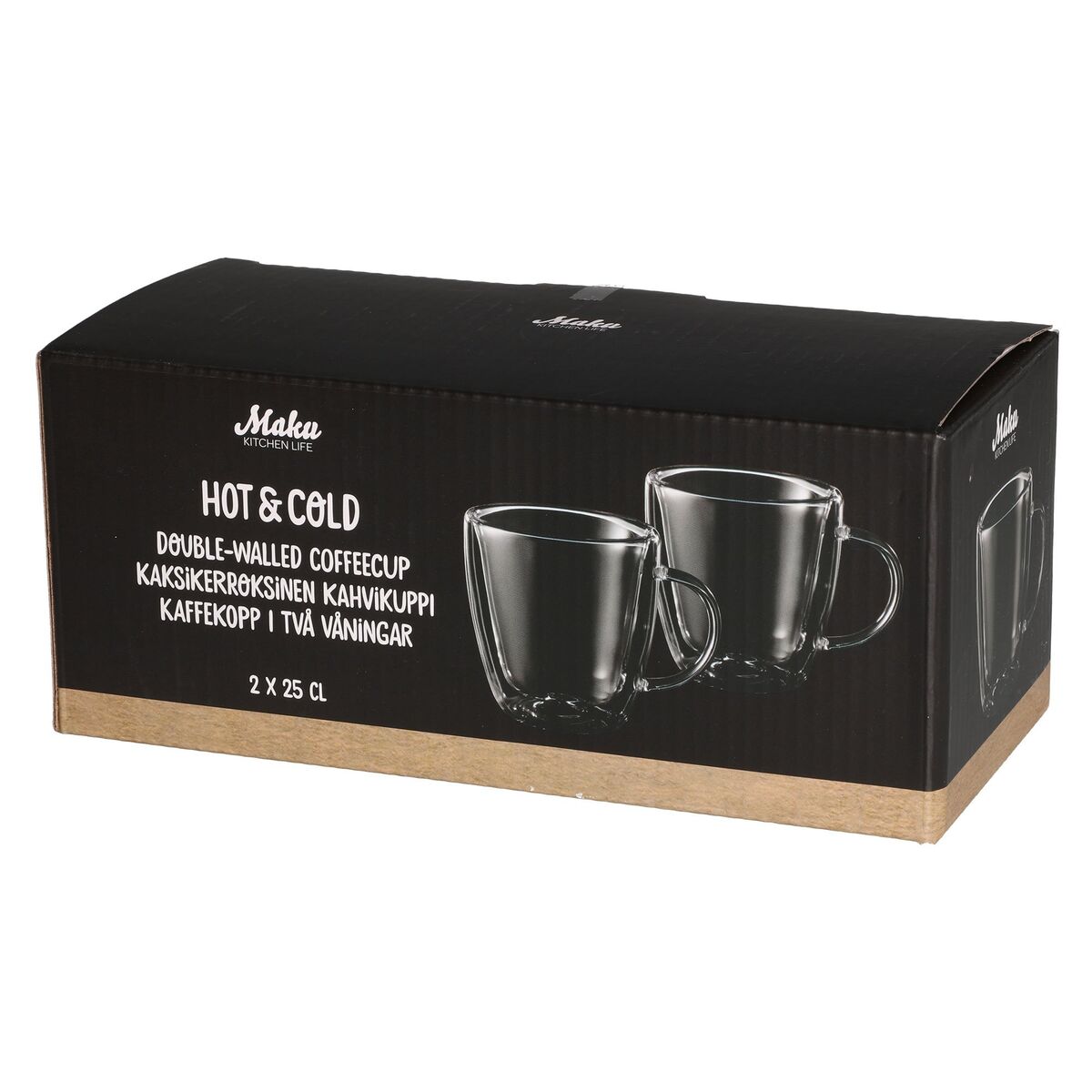 Dobbeltvegget kaffeglass 25 cl, 2-pakk