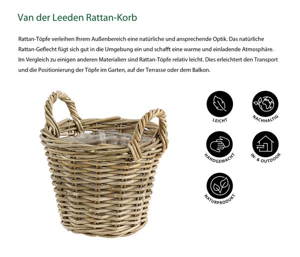 Van der Leeden Rattan-Korb mit Henkeln, rund,