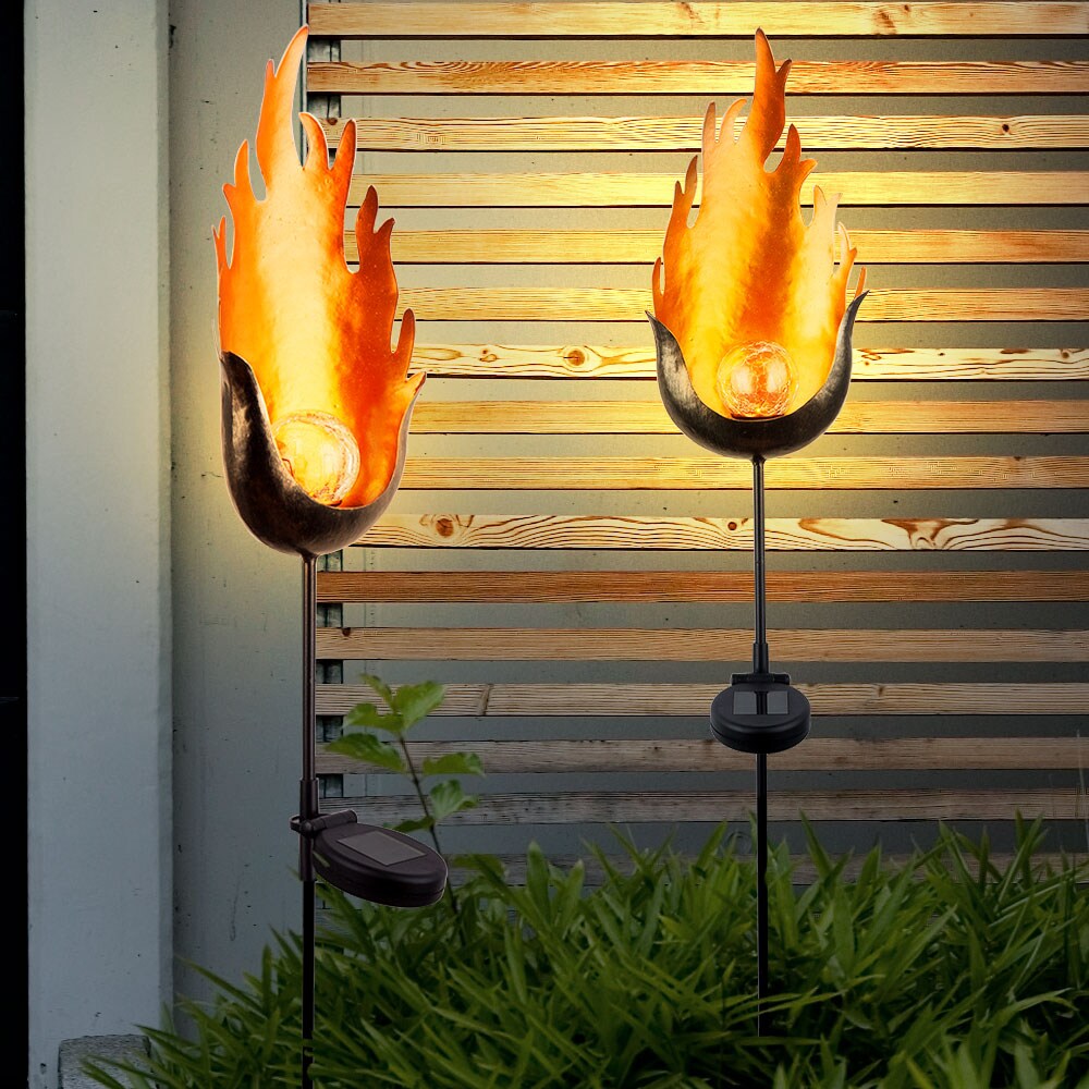 LED Erdspieß Solarleuchte, Flamme, Feuereffekt, Höhe 93,5 cm