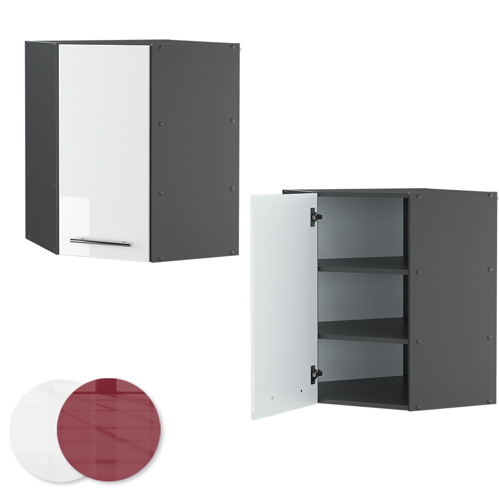 VICCO Eck Hängeschrank 57 cm Weiß Hochglanz Küchenschrank Hängeschrank Küchenzeile Fame-Line