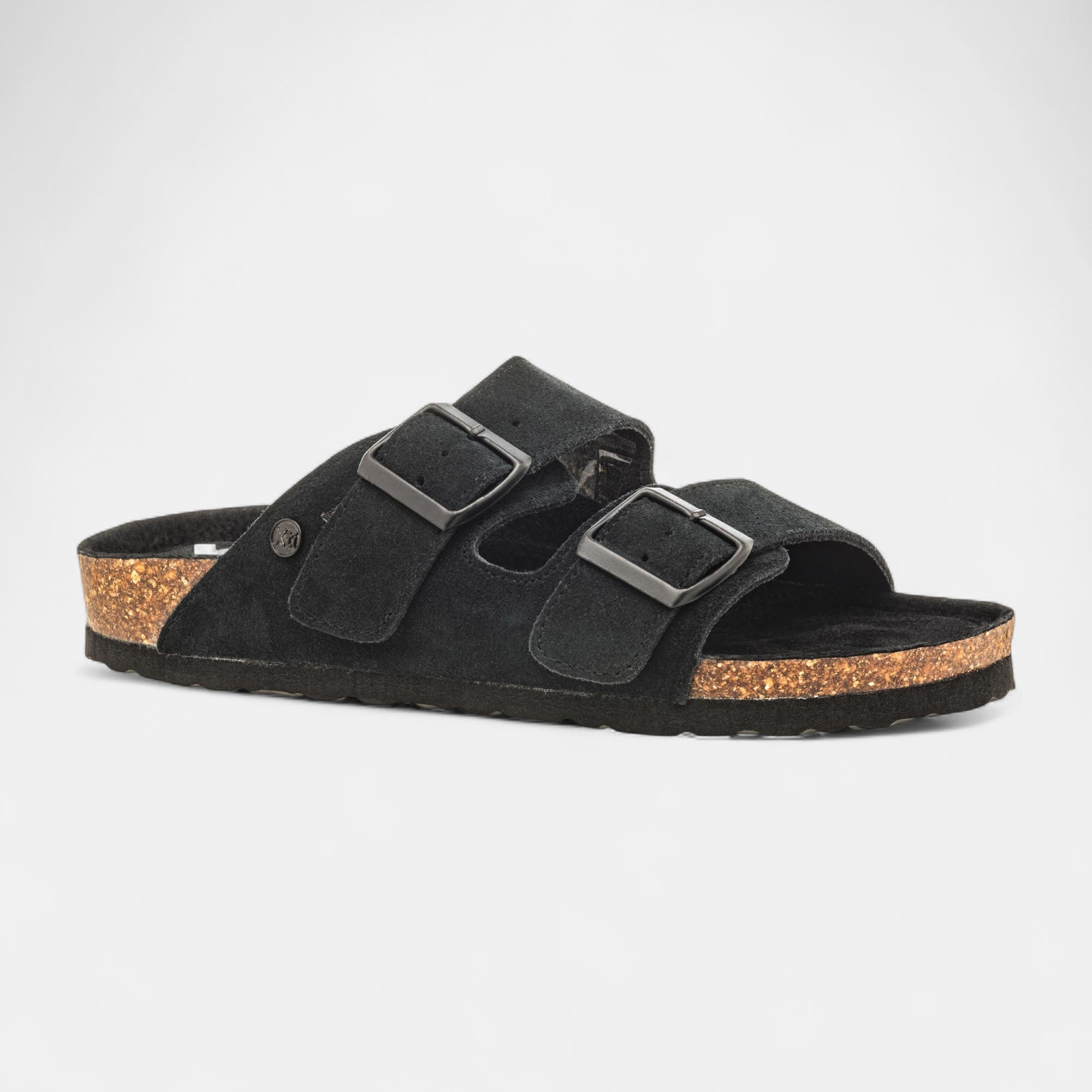 Mules semelle liège Femme en cuir noir