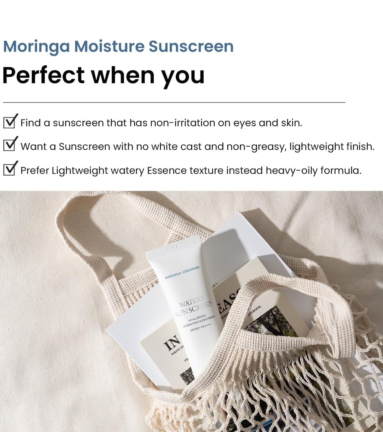 Heimish - *Moringa Ceramide* - Protetor solar facial Watery Sunscreen SPF50+ PA++++
