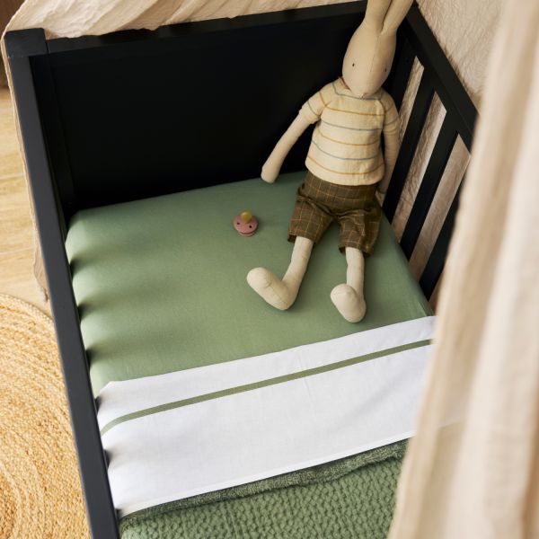 Ledikanthoeslaken Uni Olive Green 60 x 120 cm 2-Pack
