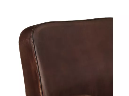 Fauteuil marron cuir véritable