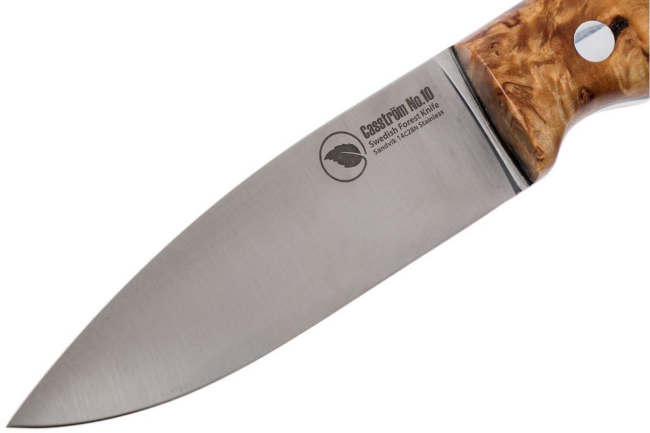 Casström No. 10 Swedish Forest Knife Curly Birch, 14C28N Flat Grind 13118