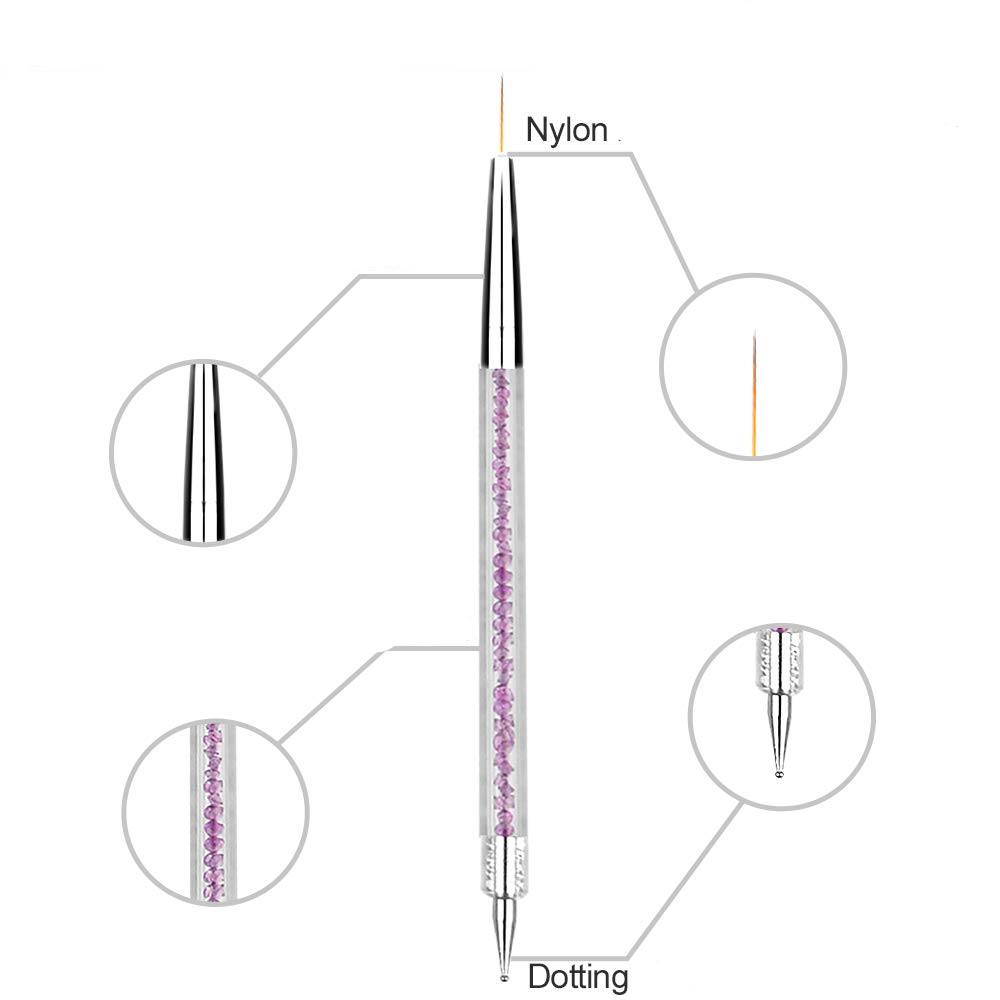 (5-tlg. Set) 2in1 Nail Art Nageldesign Dekorier Pinsel Liner   Dotting Pen für UV / Acryl Gel - Bunt