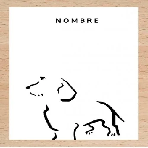 Ilustração de um Terrier com moldura de madeira branca