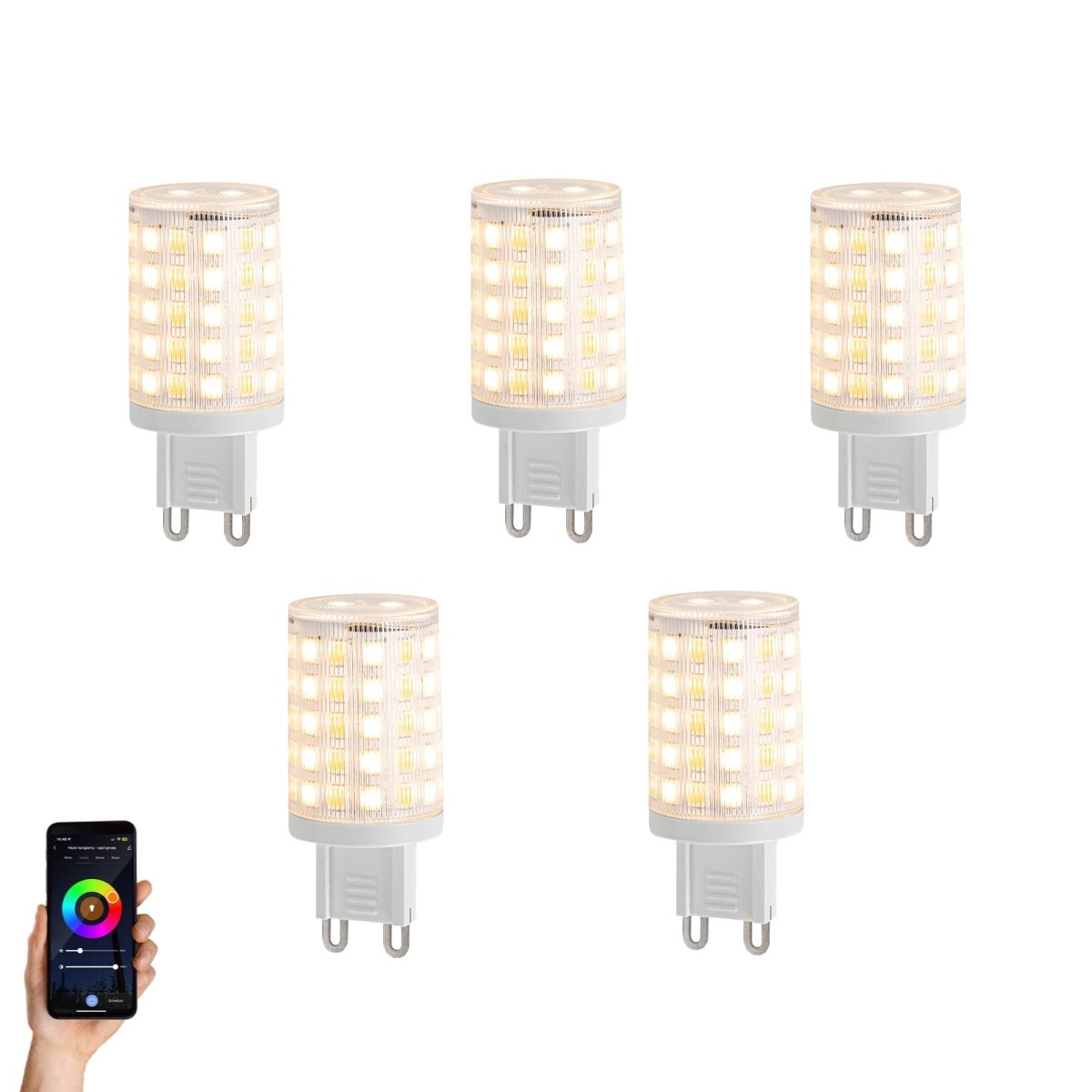 Set van 5 Smart G9 dimbare LED lampen helder 2.5W 250 lm 2700-6500K