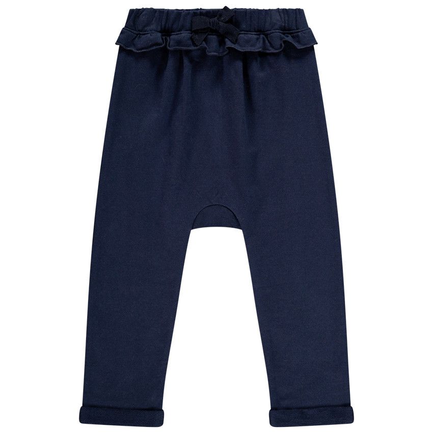 Pantalon de jogging en molleton volanté pour bébé fille - Bleu marine