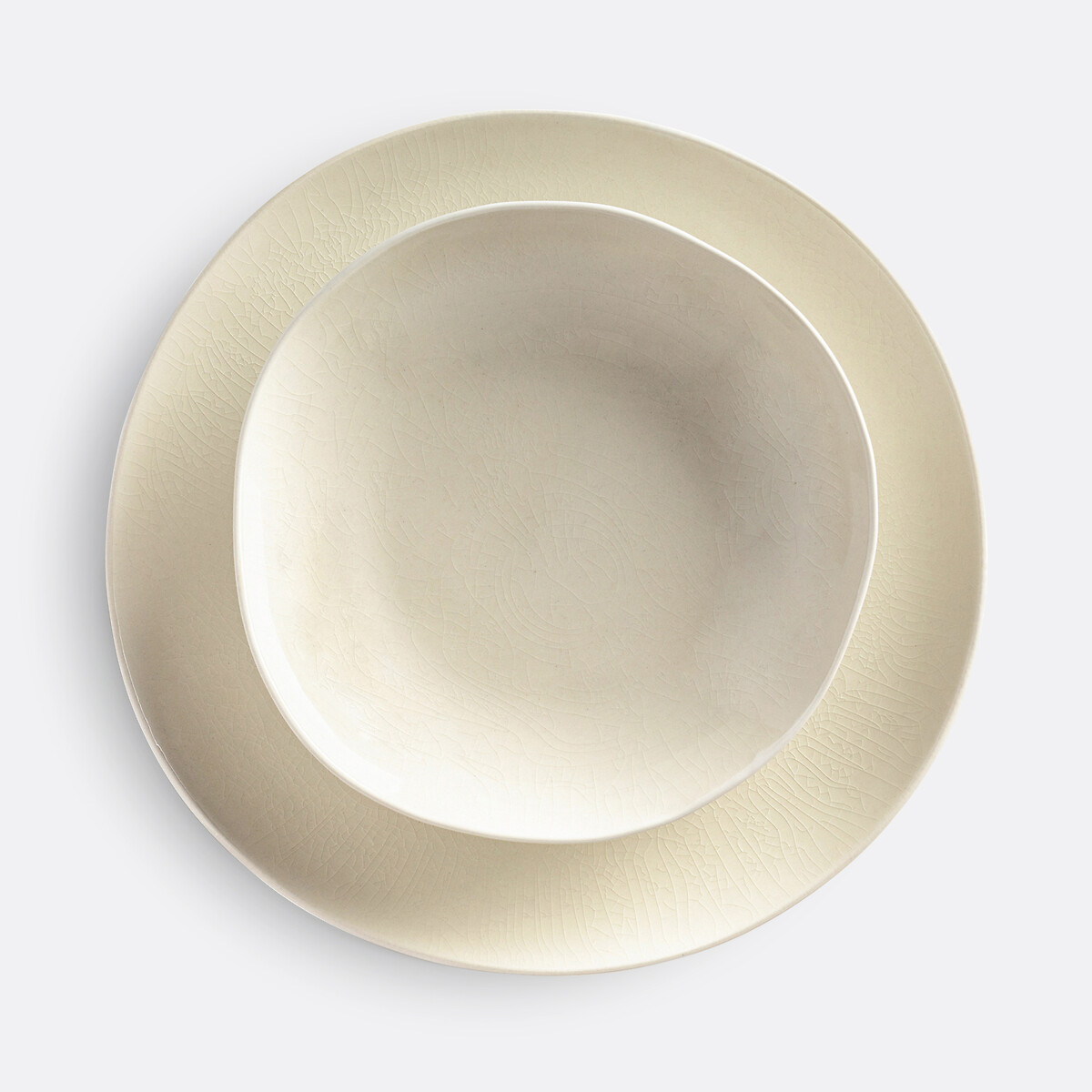 LA REDOUTE INTERIEURS<br>Conjunto de 4 pratos planos com efeito craquelado, Gogain