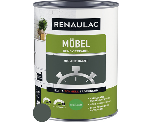 RENAULAC Meubellak, Satijn Finish, Antraciet, 1 L