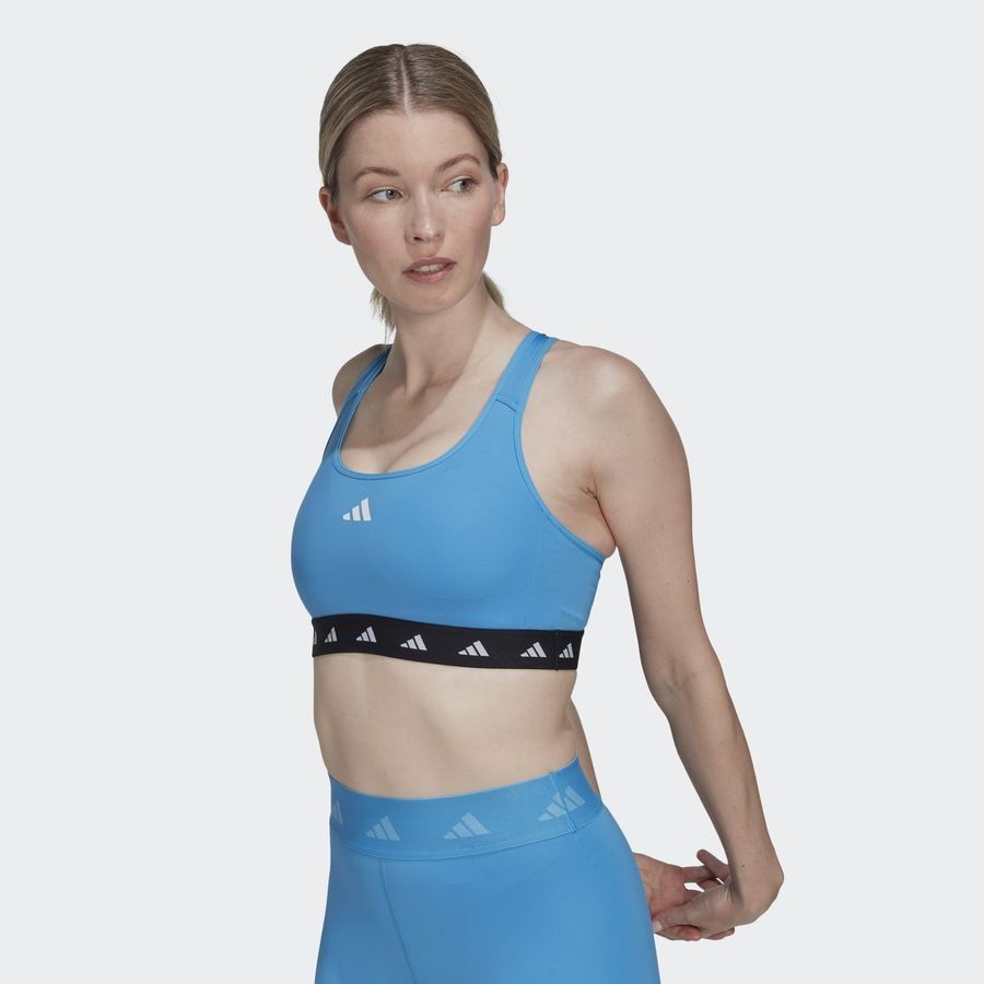 adidas Brassière PowerReact Medium Support - Bleu/Noir/Blanc Femme