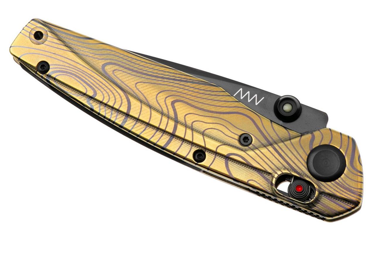 ANV A100 BB, A100-035 Black DLC Elmax, Custom Anodized Titanium, zakmes