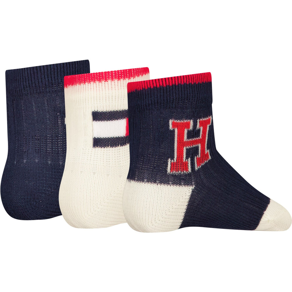Køb Tommy Hilfiger Navy Baby Strømper 3-pak Iconic Gaveæske | Luksusbaby