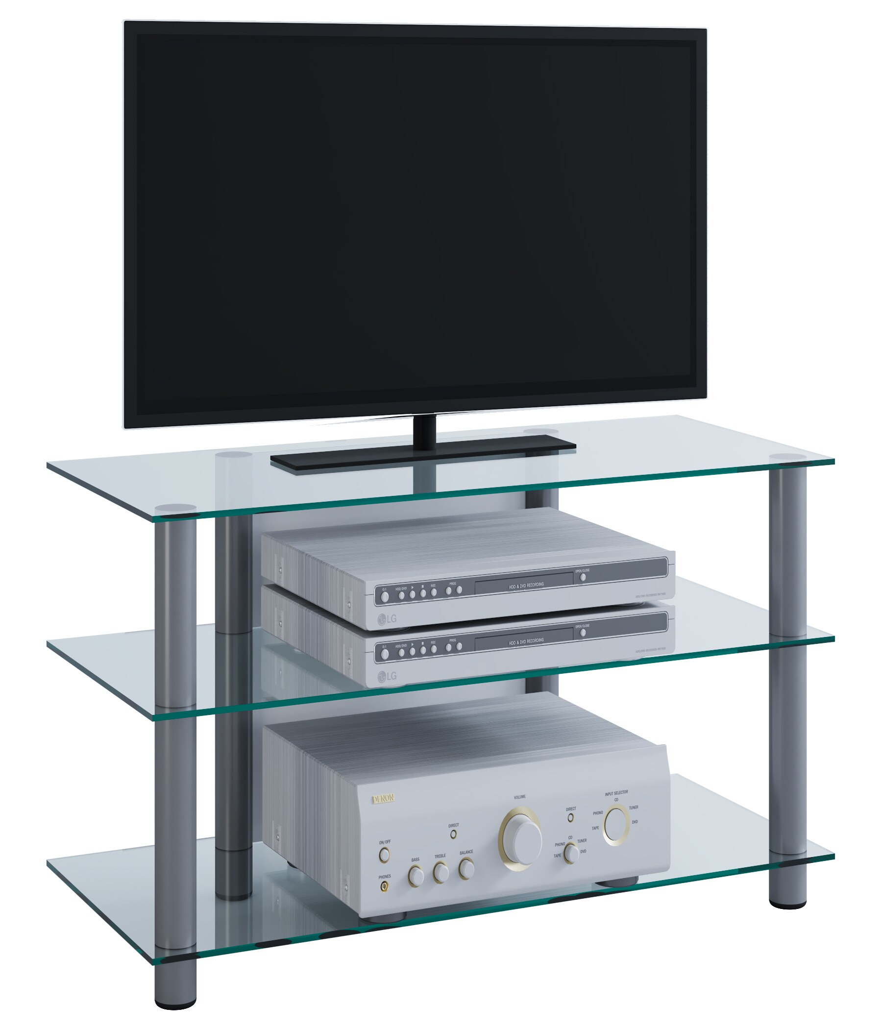 VCM TV Möbel Sideboard Fernsehschrank Rack Fernseh Board Alu Glas Tisch Sindas