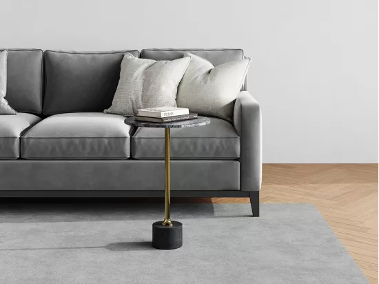 Table d'appoint en marbre et métal - Anthracite et doré - GIANINA
