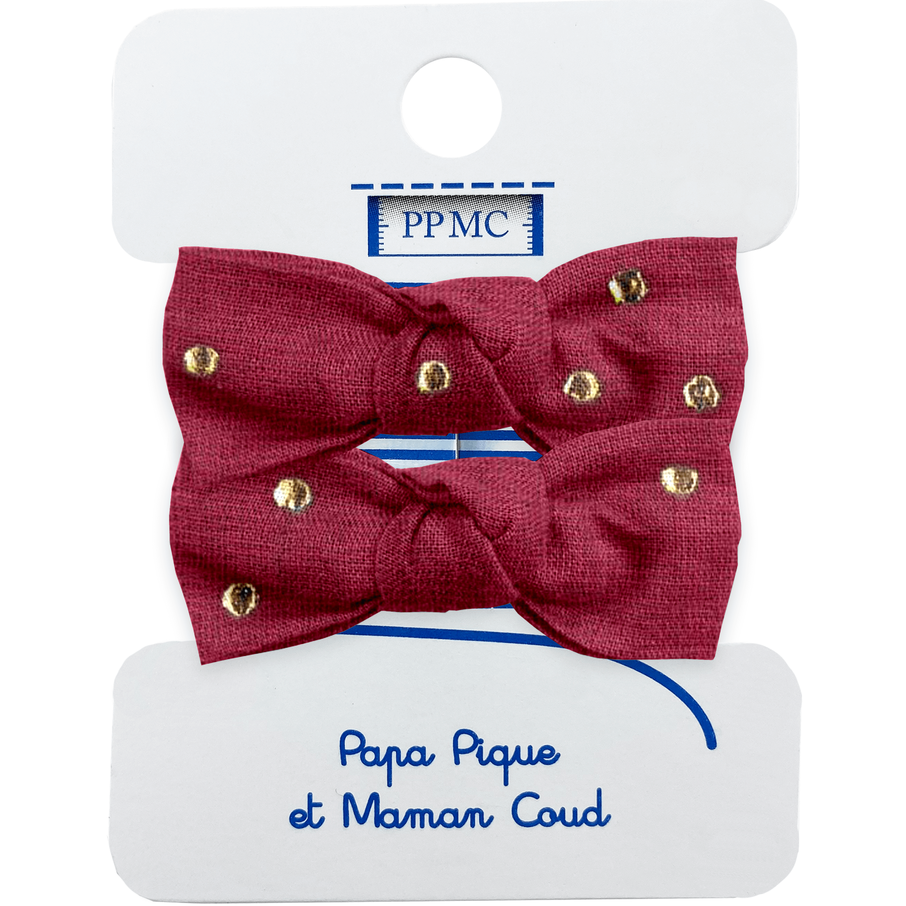 Elastiques Mousse Petit Noeud Gaze Pois Or Grenat