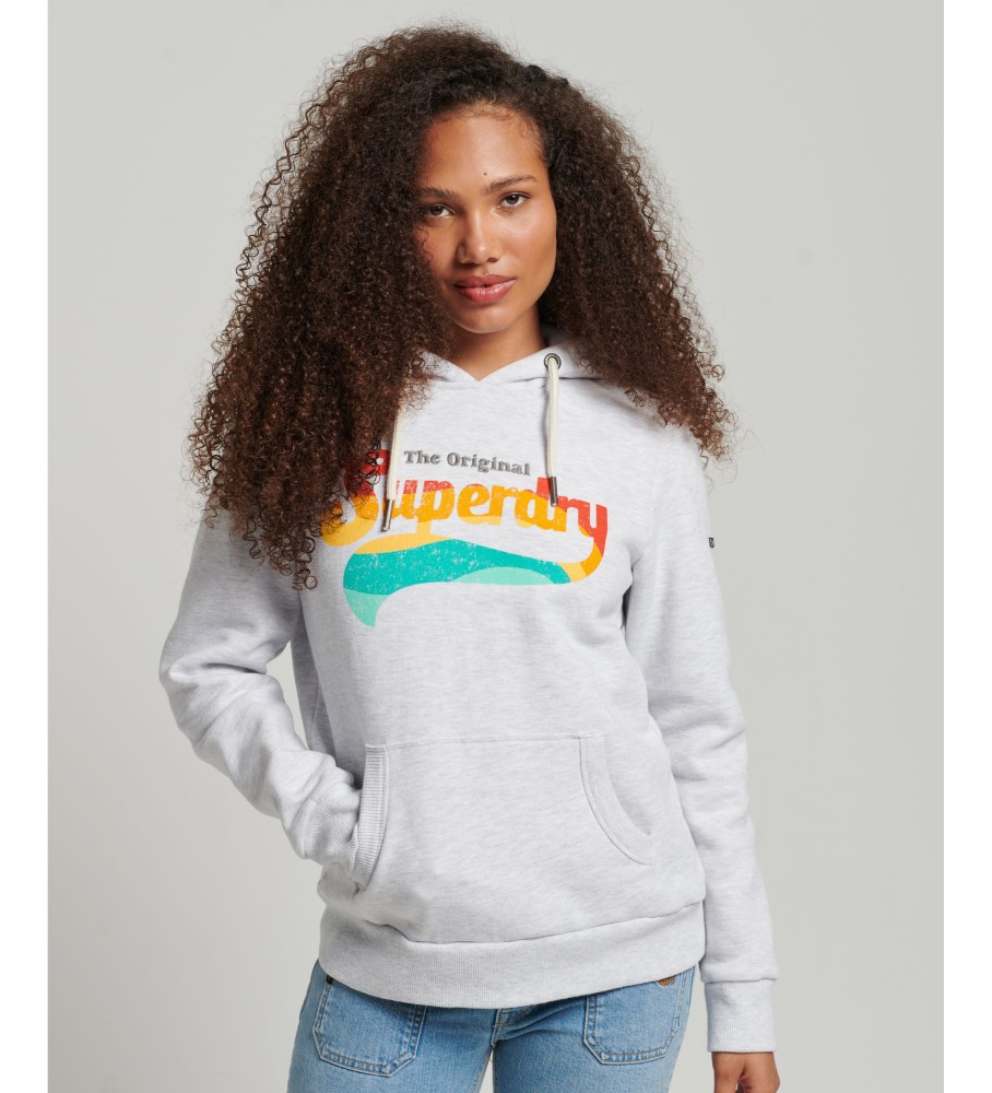 Moletom com capuz Superdry Vintage Rainbow Logo Cinza