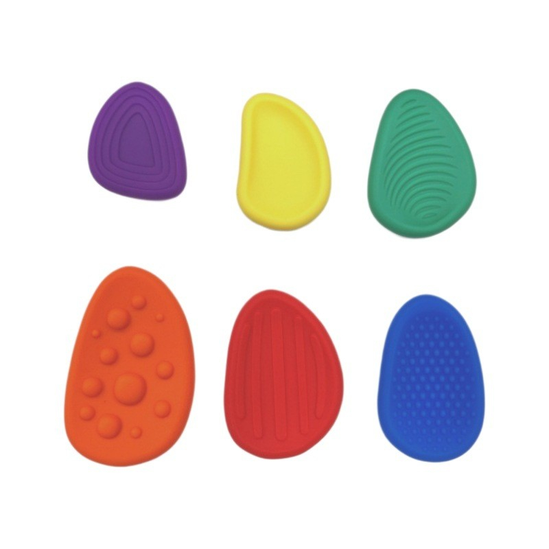 (6er Set) Silikon Anti Stress Steine Sensorisches Spielzeug Mitgebsel Fidget Spiel - Assortiert