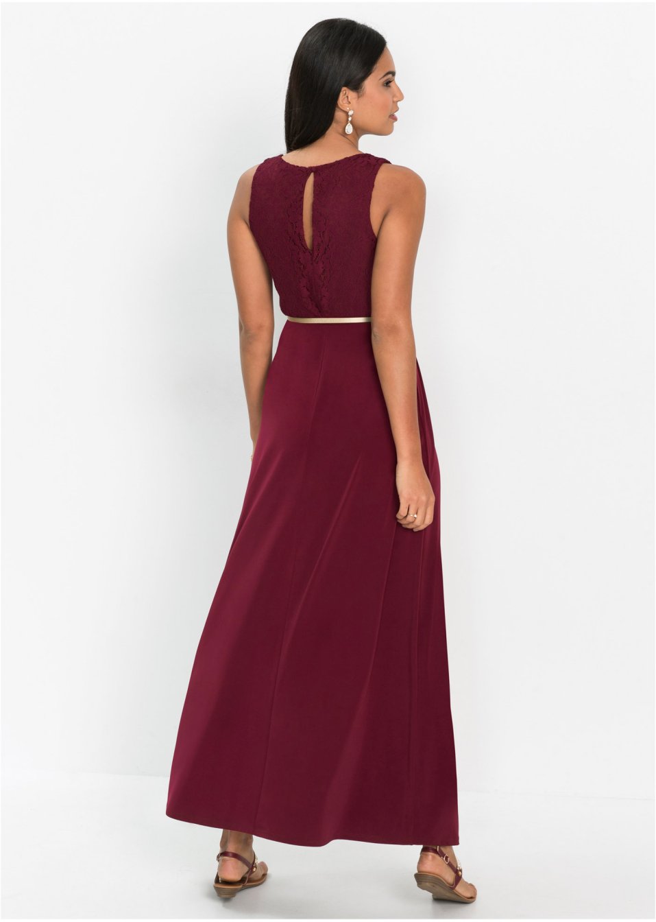 Robe longue de soirée avec ceinture (Ens. 2 pces.)